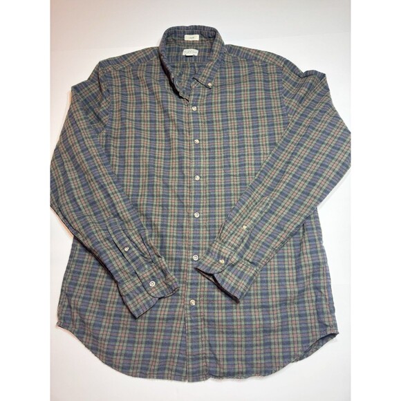 J.Crew Slim Brushed Twill Flannel Shirt Men’s Large L Plaid Button Down winter - Picture 1 of 7